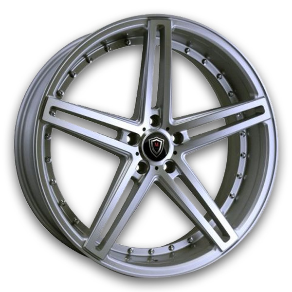 Marquee Wheels M5334 22x9 Silver Machined 5x120 +35mm 74.1mm