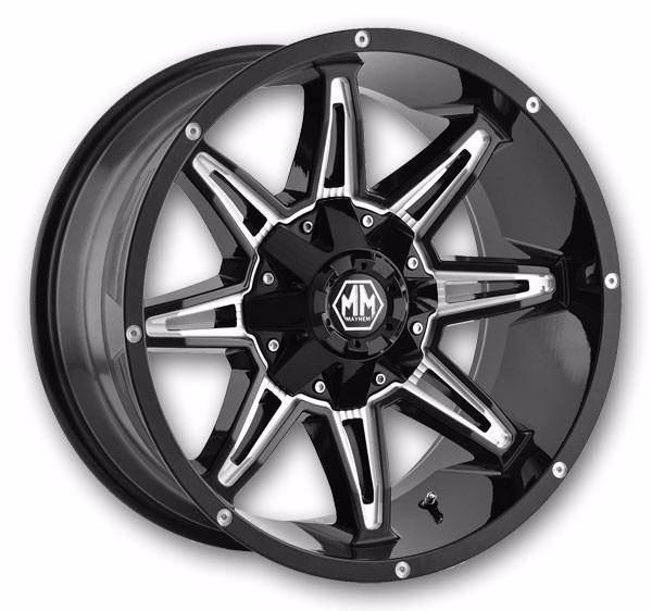 Mayhem Wheels 8090 Rampage 17x9 Black with Milled Spokes 6x135/6x139.7 -12mm 108mm