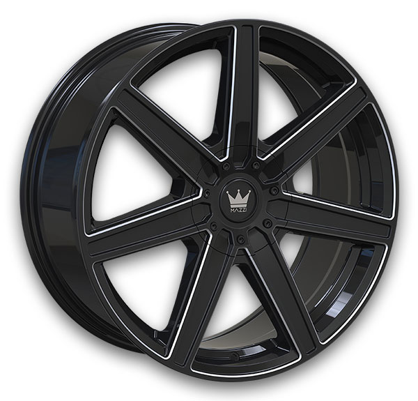 Mazzi Wheels 376 Laguna 18x8 Gloss Black/Milled 5x108/5x114.3 +35mm 72.6mm