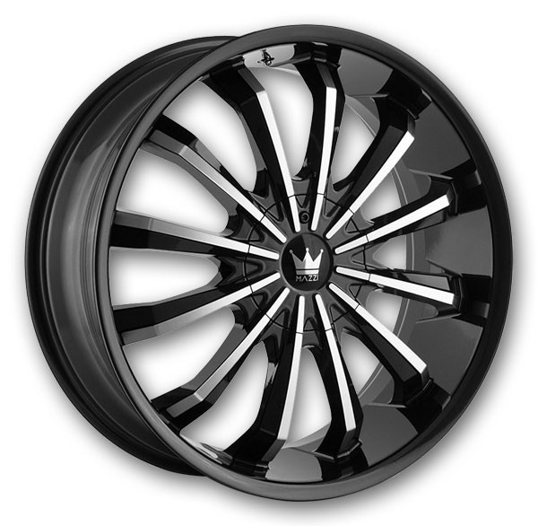 Mazzi Wheels 341 Fusion 24x9.5 Gloss Black with Machined Face 5x127/5x139.7 +18mm 87mm