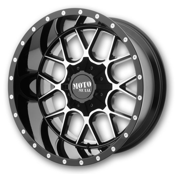 Moto Metal Wheels Siege 20x10 Gloss Black Machined 5x127/5x139.7 -18mm 78.3mm