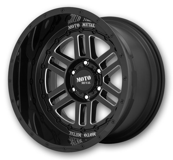 Moto Metal Wheels Deep Six 20x10 Gloss Black Milled 5x127 -18mm 71.5mm
