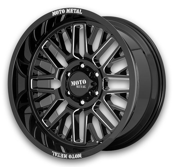 Moto Metal Wheels MO802 20x10 Gloss Black Milled 5x150 -18mm 110.1mm