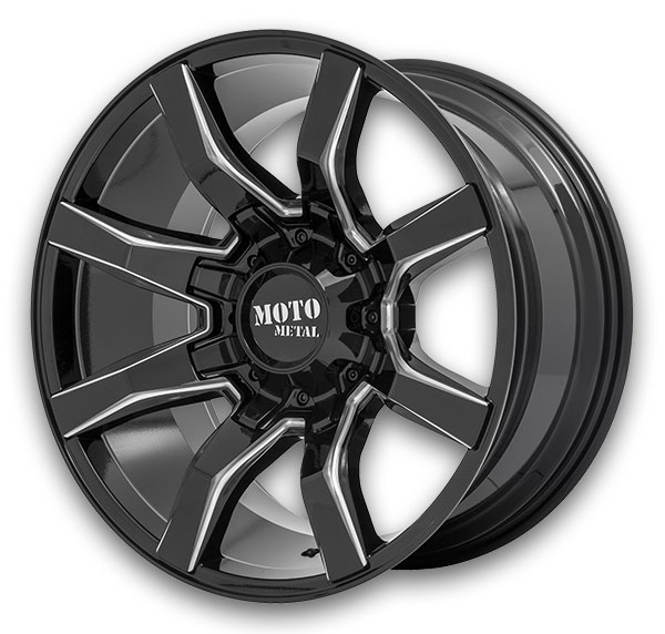 Moto Metal Wheels Spider 22x12 Gloss Black Milled 8x165.1 -44mm 125.1mm