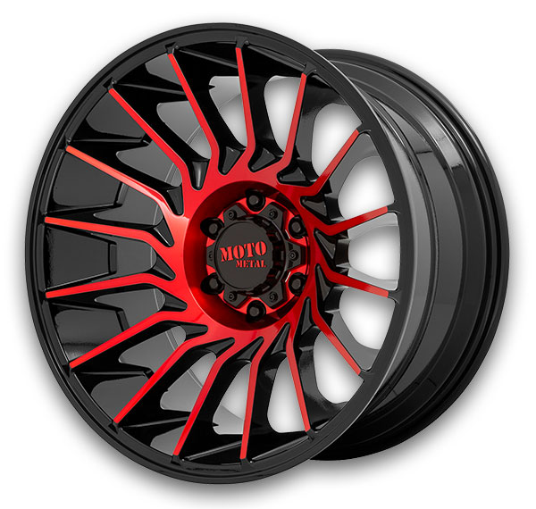 Moto Metal Wheels MO807 20x10 Gloss Black Machined with Red Tint 8x170 -18mm 125.1mm