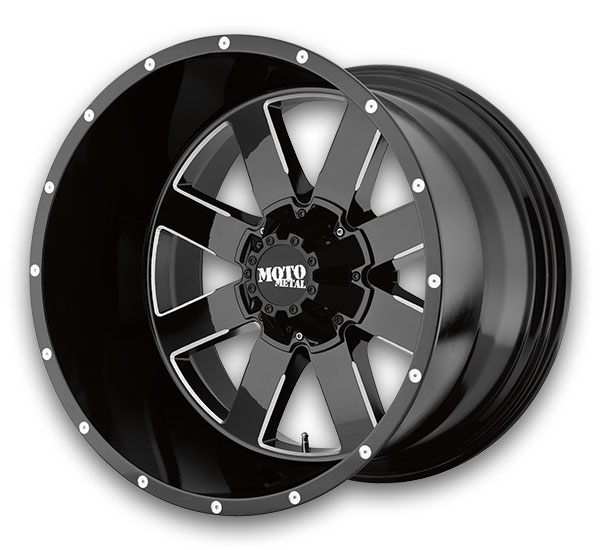 Moto Metal Wheels MO962 20x10 Gloss Black Milled 5x127/5x139.7 -24mm 78.1mm