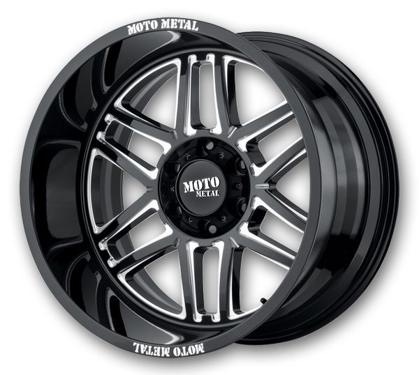 Moto Metal Wheels Folsom 20x9 Gloss Black Milled 6x139.7 +18mm 106.25mm