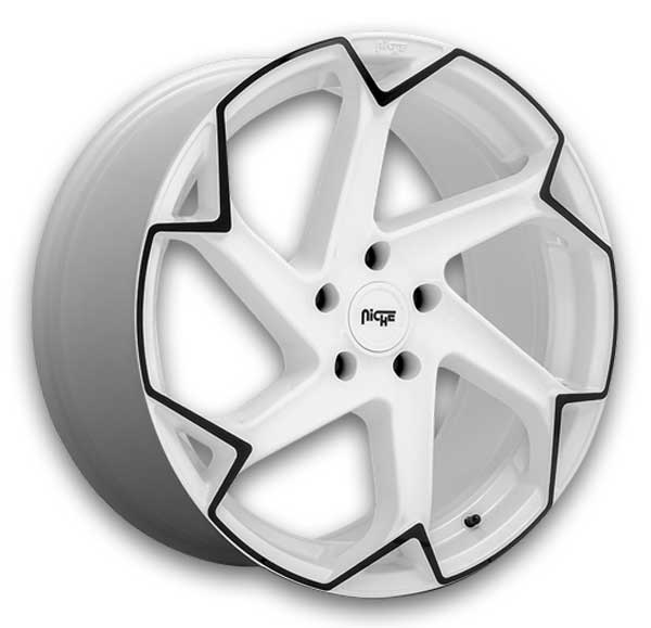 Niche Wheels Flash 20x9 Gloss White With Black 5x114.3 +35mm 72.56mm