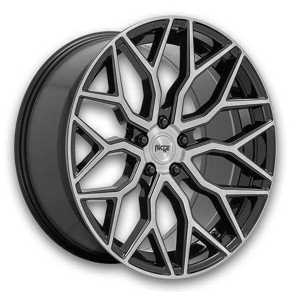 Niche Wheels Mazzanti 20x10.5 Gloss Black Brushed Face 5x112 +27mm 66.56mm