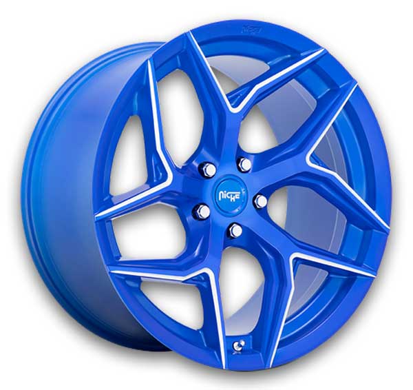 Niche Wheels Torsion 20x9 Anodized Blue Milled 5x112 +27mm 66.56mm