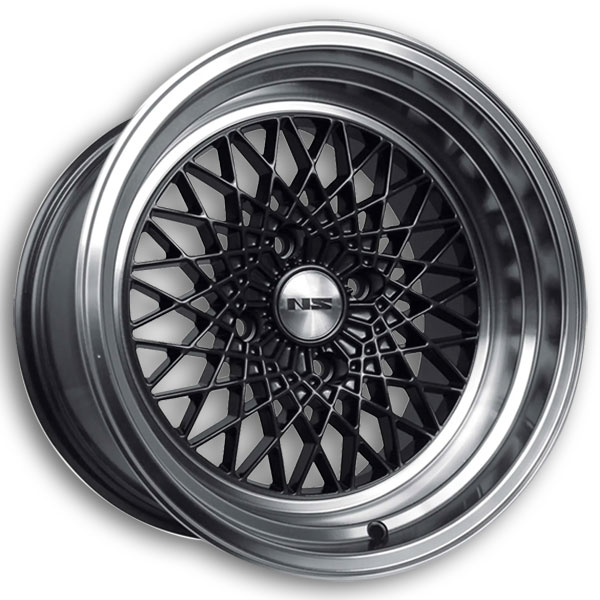 NS Tuner Wheels NS-MDV2 15x9.5 Dark Gray with Machined Lip 4x114.3 +25mm 73.1mm
