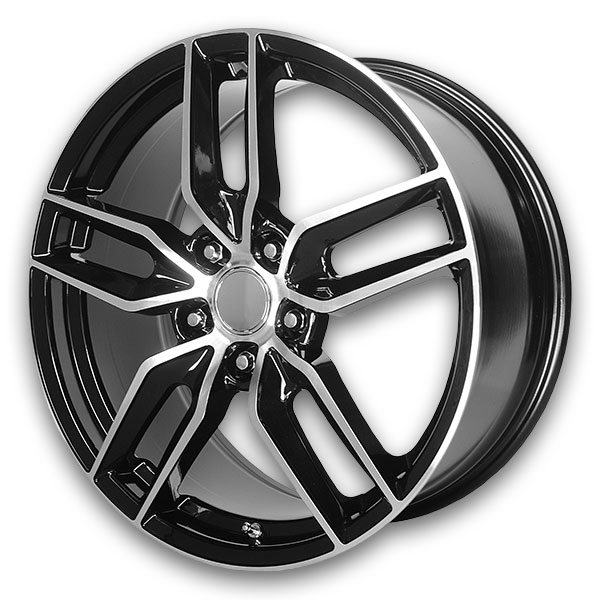 Performance Replicas Wheels PR160 17x8.5 Glass Black with Machined Spokes 5x120 +54mm 70.3mm