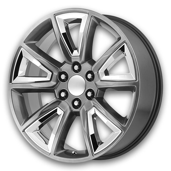 Performance Replicas Wheels PR168 22x9 Hyper Silver With Chrome Accents 6x139.7 +24mm 78.3mm