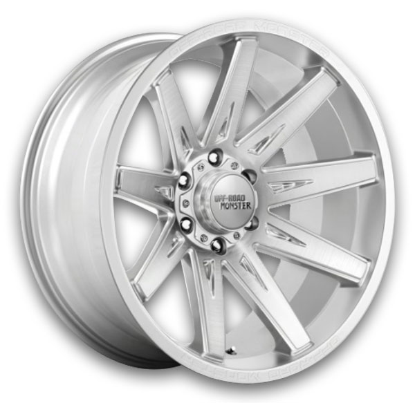 Off-Road Monster Wheels M25 22x12 Brushed Face Silver 6x139.7 -44mm 106.4mm
