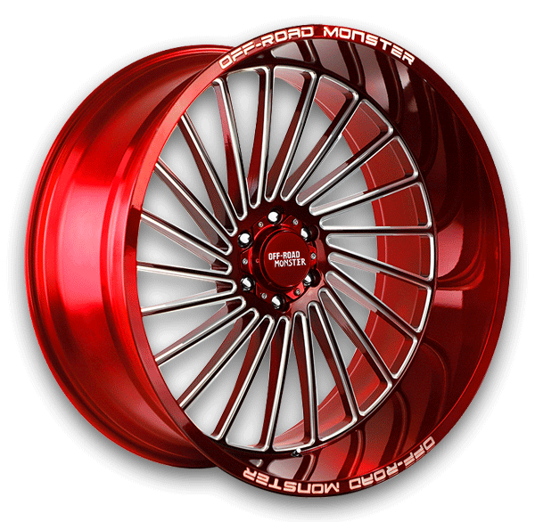 Off-Road Monster Wheels M27 26x12 Candy Red Milled 6x139.7 -44mm 106.4mm