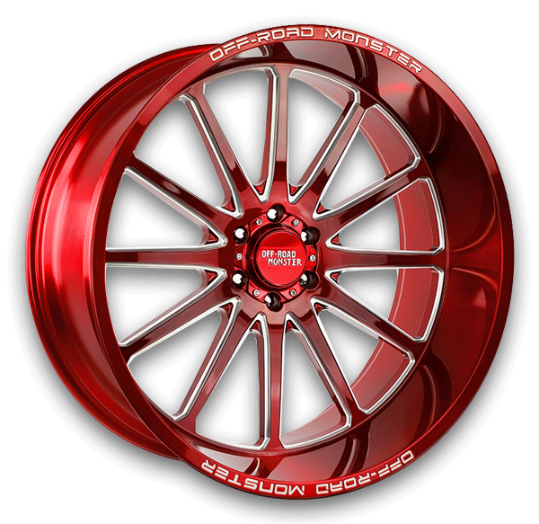 Off-Road Monster Wheels M26 26x12 Candy Red Milled  -44mm 78.1mm