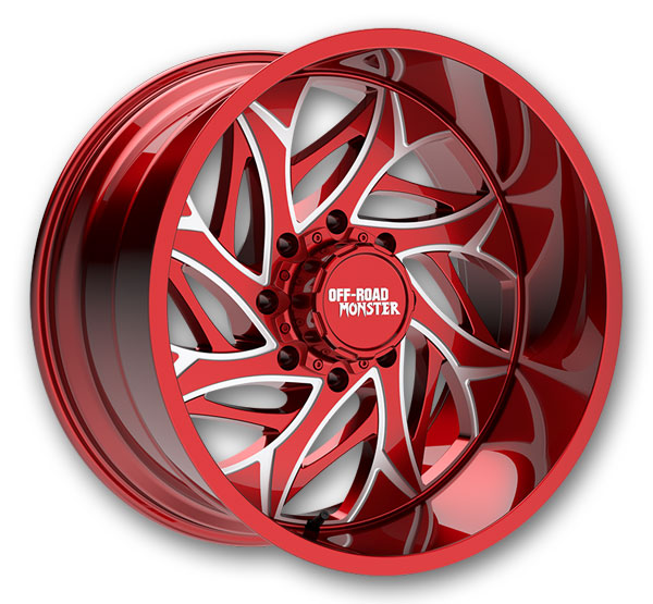 Off-Road Monster Wheels M28 22x12 Candy Red Milled 6x135/6x139.7 -44mm 106.4mm