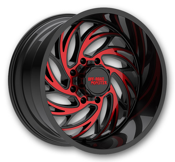 Off-Road Monster Wheels M29 22x12 Gloss Black Machined Candy Red 5x127/5x139.7 -44mm 78.1mm