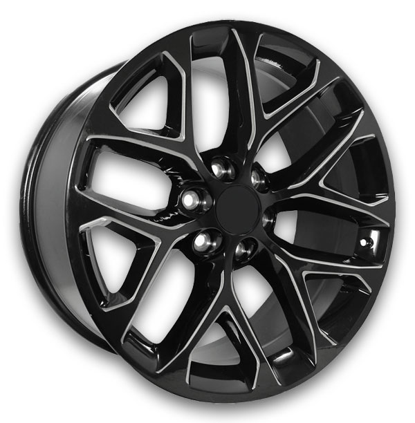 Performance Replicas Wheels PR177 22x9 Gloss Black Milled 6x139.7 +24mm 78.1mm