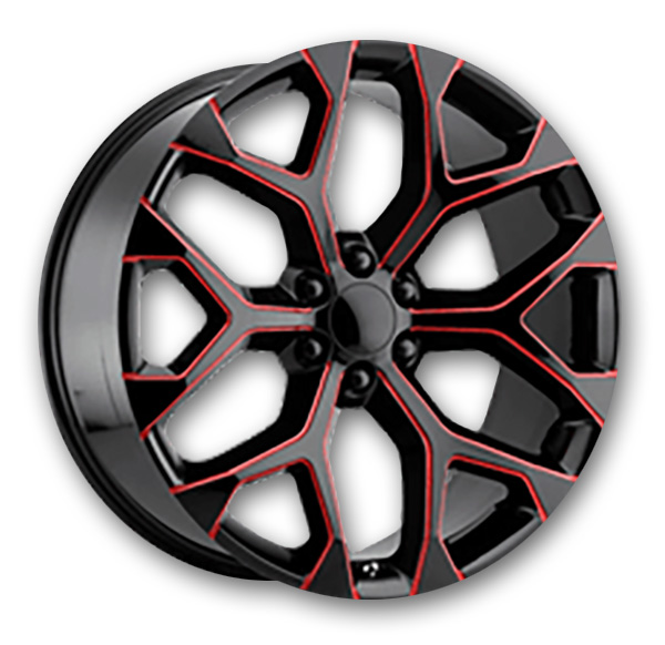 Performance Replicas Wheels PR177 20x9 Gloss Black Red Milled 6x139.7 +24mm 78.1mm
