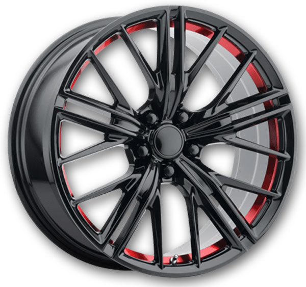 Performance Replicas Wheels PR194 20x10 Gloss Black Red Machined 5x120 +23mm 67.06mm