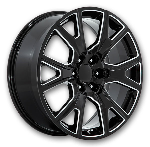 Performance Replicas Wheels PR199 24x10 Gloss Black Milled 6x139.7 +31mm 78.1mm