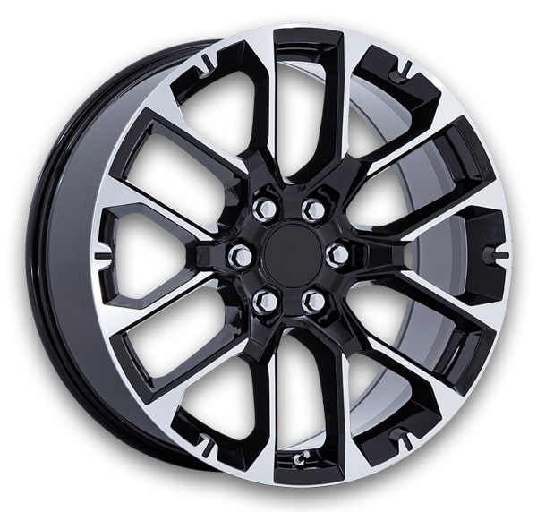 Performance Replicas Wheels PR224 22x9 Gloss Black w/ Machined Face 6x139.7 +28mm 78.1mm