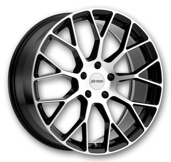 Petrol Wheels P2B 17x8 Gloss Black w/ Machined Face 5x120 +35mm 76.1mm