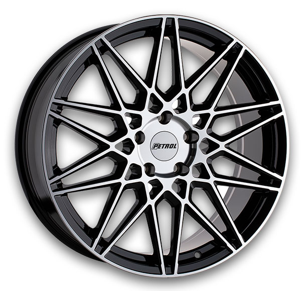 Petrol Wheels P3C 20x8.5 Gloss Black w/ Machined Face 5x112 +40mm 66.56mm