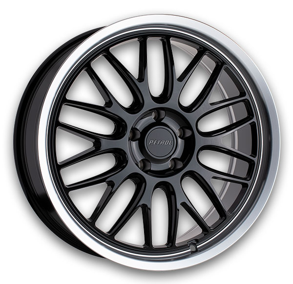Petrol Wheels P4C 16x7 Gloss Black w/ Machined Cut Lip 5x114.3 +40mm 76.1mm