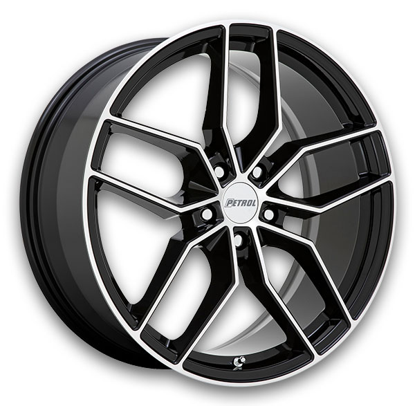 Petrol Wheels P5C 20x8.5 Gloss Black w/ Machined Face 5x107 +40mm 72.1mm
