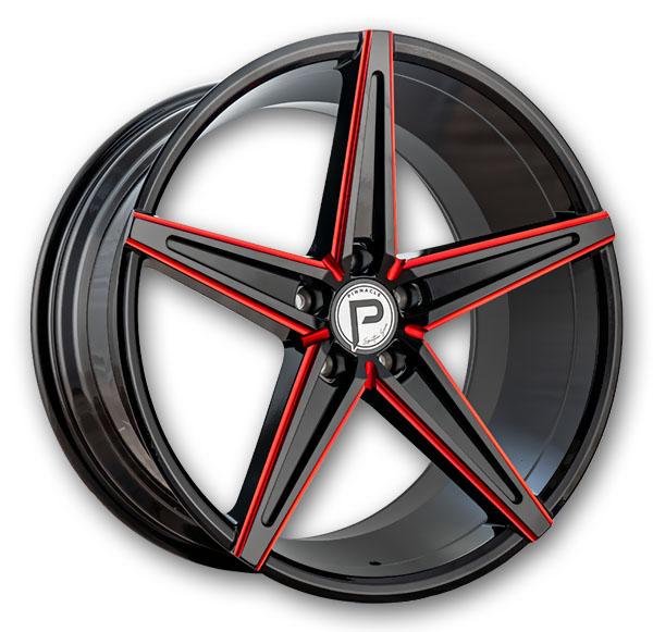 Pinnacle Wheels P202 Supreme 20x8.5 Gloss Black Red Milled 5x120 +35mm 72.56mm