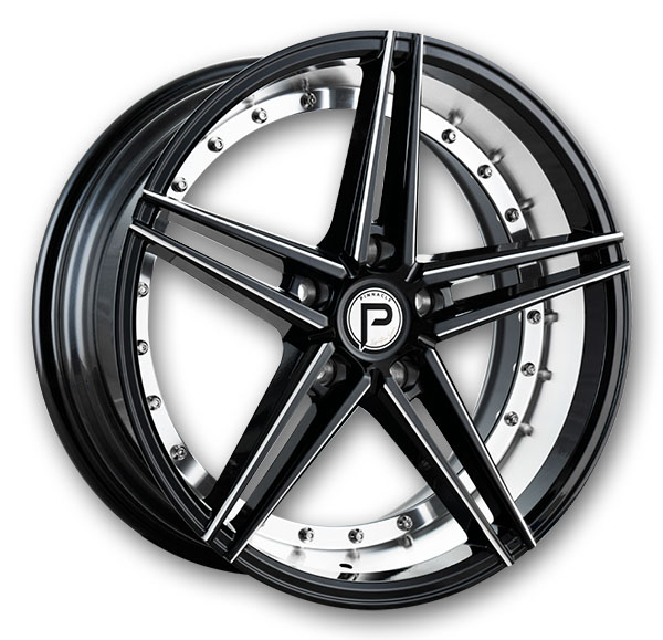 Pinnacle Wheels P206 Savage 19x8.5 Gloss Black Inner Machine Milled 5x114.3 +35mm 73.1mm