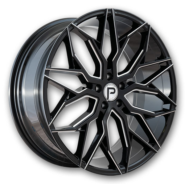 Pinnacle Wheels P306 Mystic 20x8.5 Gloss Black Milled 5x112 +35mm 66.56mm