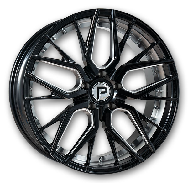 Pinnacle Wheels P312 Zenith 20x8.5 Gloss Black Inner Machine Milled 5x120 +35mm 72.56mm