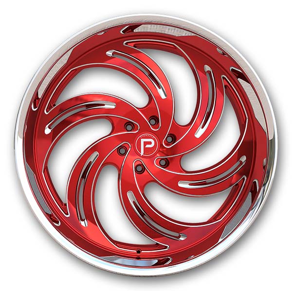 Pinnacle Wheels P300 Phoenix 24x10 Candy Red Milled SS Lip 6x139.7 +24mm 106.4mm