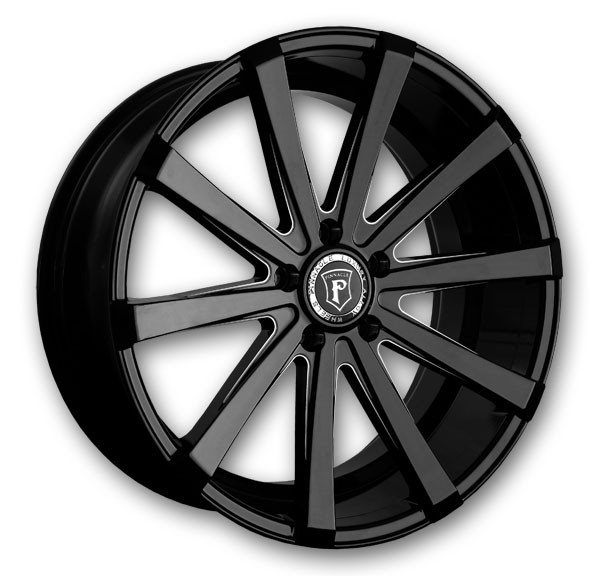 Pinnacle Wheels P100 Royalty 22x9 Gloss Black Milled 5x120 +15mm 74.1mm