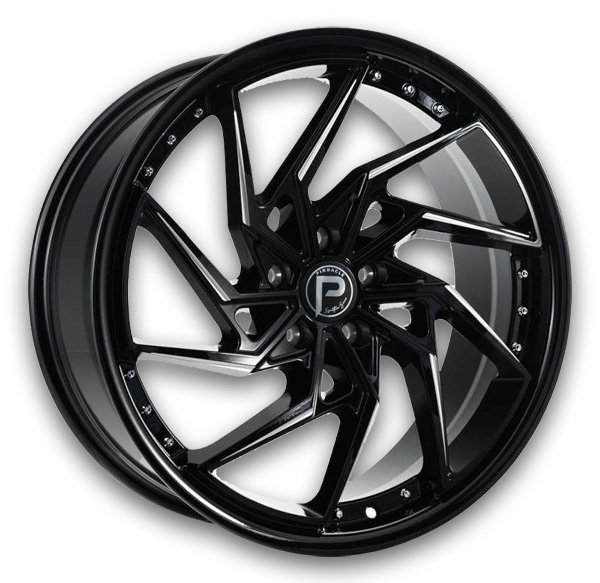 Pinnacle Wheels P326 Stinger 20x8.5 Gloss Black with Milled Spoke Edges 5x114.3 +35mm 73.1mm