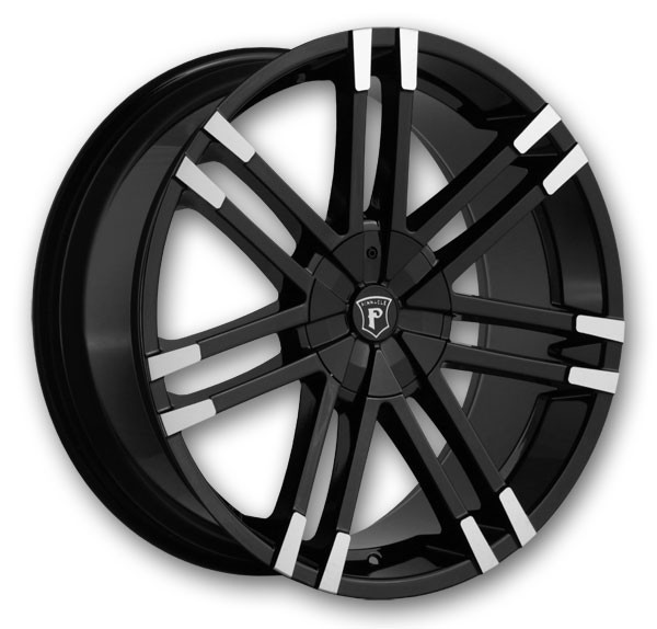 Pinnacle Wheels P88 Valenti 20x8.5 Gloss Black with Machined Tips 5x108/5x114.3 +40mm 73.1mm