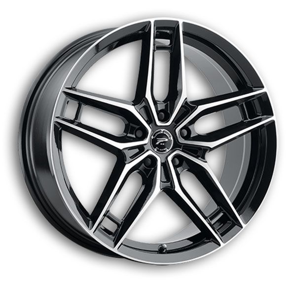 Platinum Wheels 464 Lotus 17x8 Gloss Black with Diamond Cut Face and Clear Coat 5x114.3 +40mm