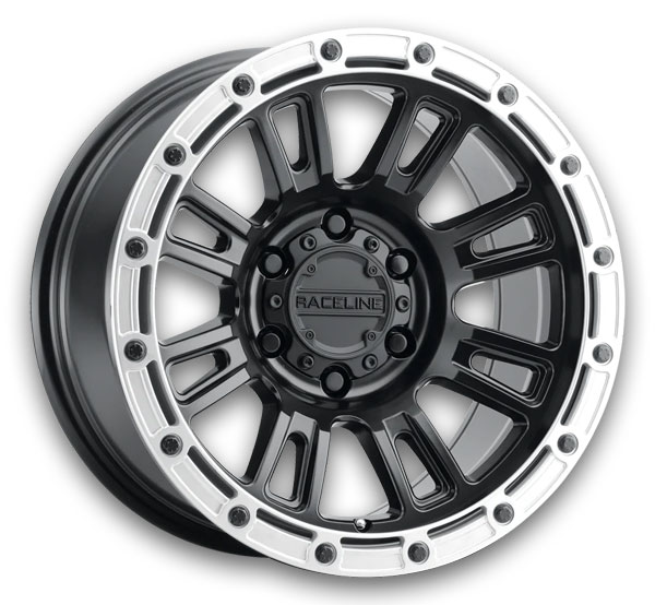 Raceline Wheels 956BS Compass 17x8.5 Satin Black W/Silver Ring 5x150 +0mm 110.3mm