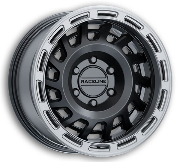 Raceline Wheels 957BS Halo 17x8.5 Satin Black W/Silver Ring 5x127 0mm 78.1mm