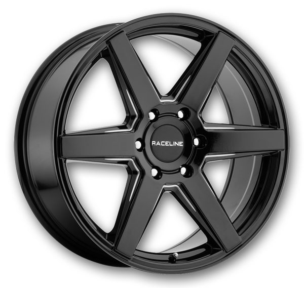 Raceline Wheels 156B Surge 22x9.5 Gloss Black Milled 6x139.7 +35mm 106.1mm