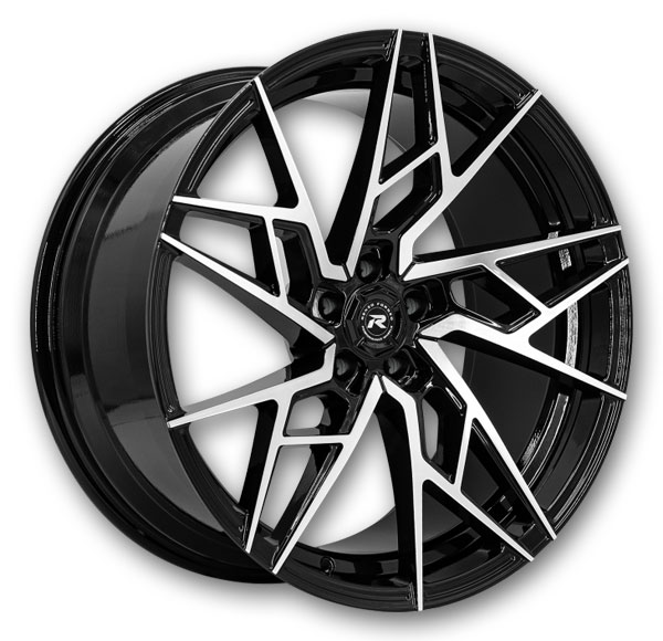 Renzo Wheels Ascari 20x9 Machine Face/Black Accents with Black Lip and Machine Groove  +35mm 74.1mm