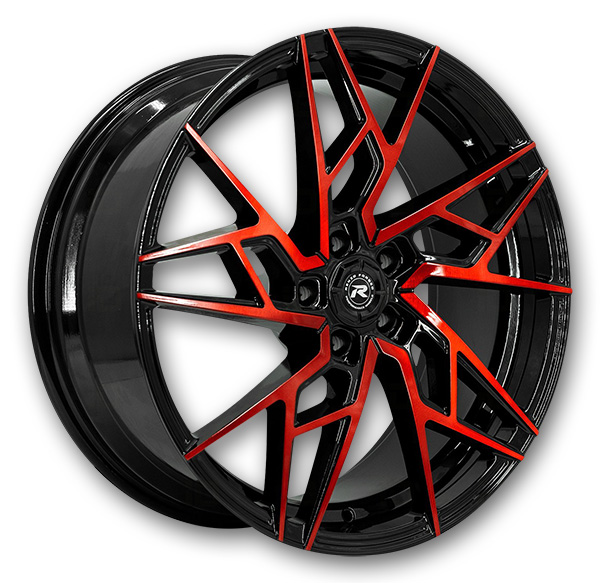 Renzo Wheels Ascari 20x9 Black with brushed red face  +15mm 74.1mm