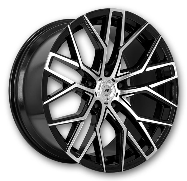 Renzo Wheels Cota 22x9 Machine Face/Black Accents with Black Lip and Machine Groove 5x120 +30mm 74.1mm