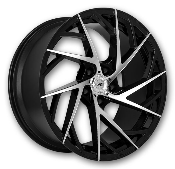 Renzo Wheels Mugello 22x9 Machine Face/Black Accents with Black Lip and Machine Groove  +15mm 74.1mm