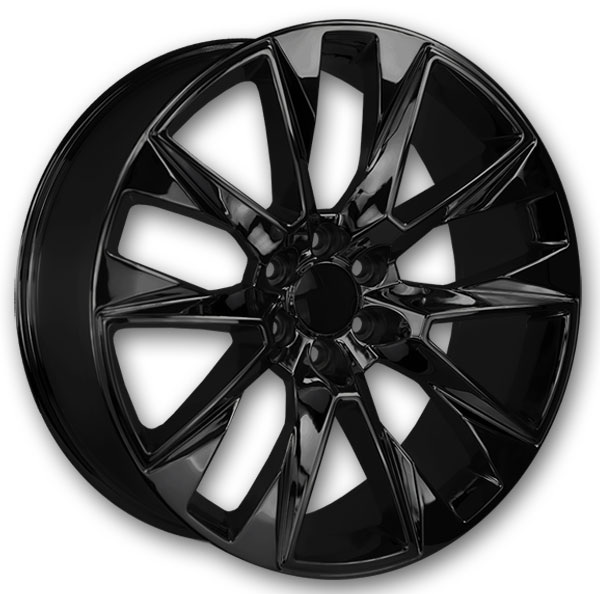 Replica Wheels Silverado 26x10 All Gloss Black 6x139.7 +31mm 78.1mm