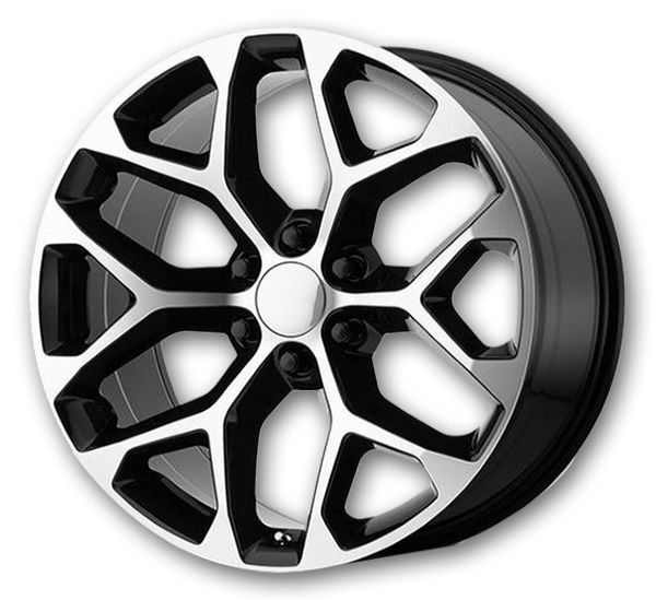 USA Replicas Wheels 781 Snowflakes 26x10 Black Machine Face 6x139.7 25mm 78.1mm