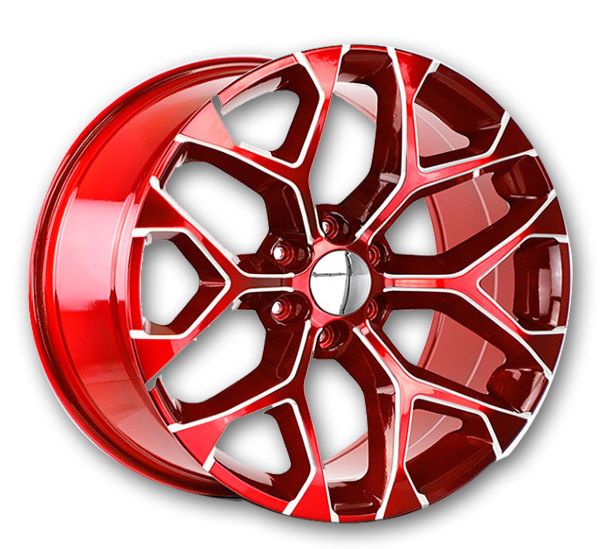 USA Replicas Wheels 781 Snowflakes 22x9 Candy Red Milled 6x139.7 +24mm 78.1mm